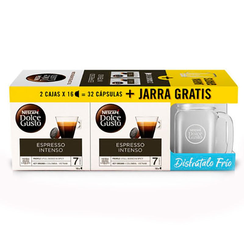 ¡Aprovecha la oferta del día! Descuento en pack de 2 cajas de cápsulas de café Espresso para cafeteras Dolce Gusto, ¡incluye regalo de jarra!