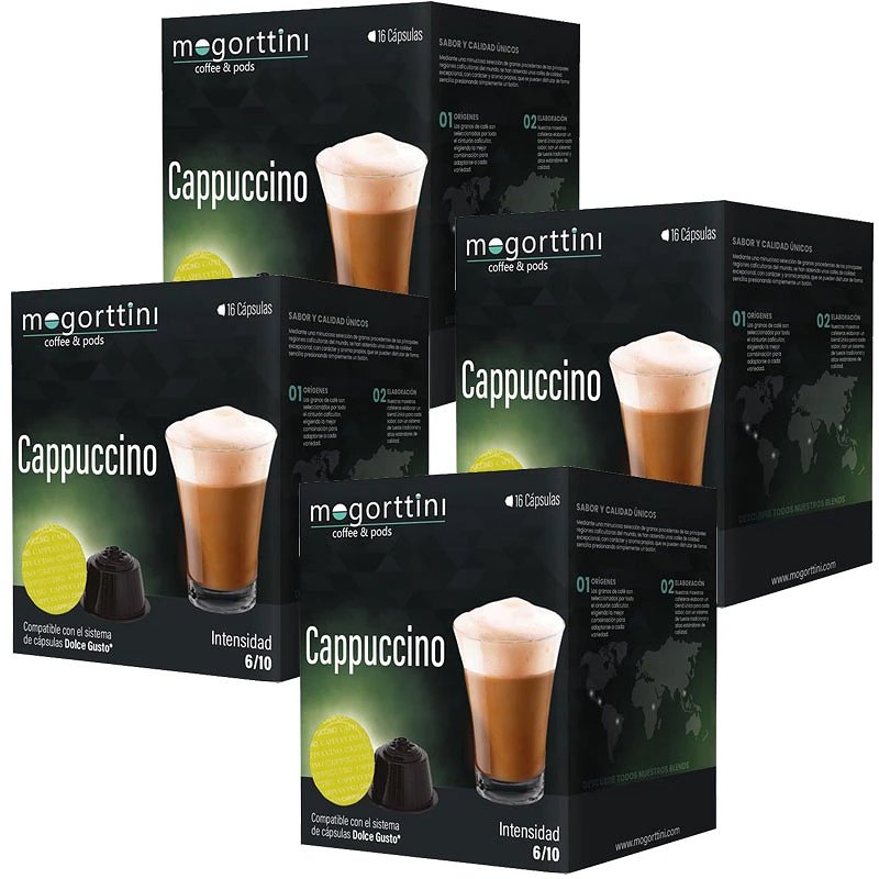 ¡Aprovecha la oferta del día para disfrutar del máximo sabor con 64 cápsulas de Café Cappuccino Mogorttini para Dolce Gusto!