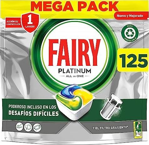 ¡Ahorra al máximo en el maxi pack de 125 cápsulas de lavavajillas, Dairy Platinum!