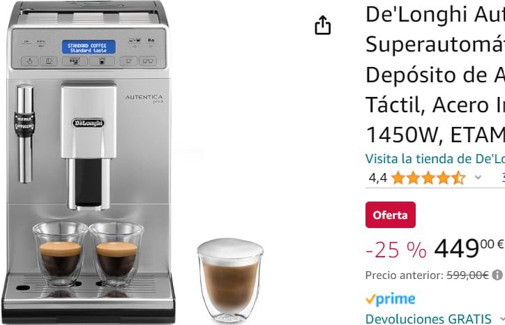 ¡Disfruta del café perfecto con la cafetera De’Longhi Autentica Plus a un precio irresistible!
