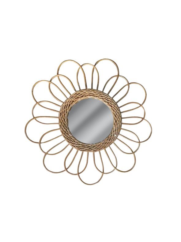 Descubre el encanto floral de este espejo de pared de ratán ¡Perfecto para embellecer tu hogar!