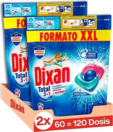 ¡Ahorra dinero en detergente con el pack de 120 pastillas Dixan Trio Caps!