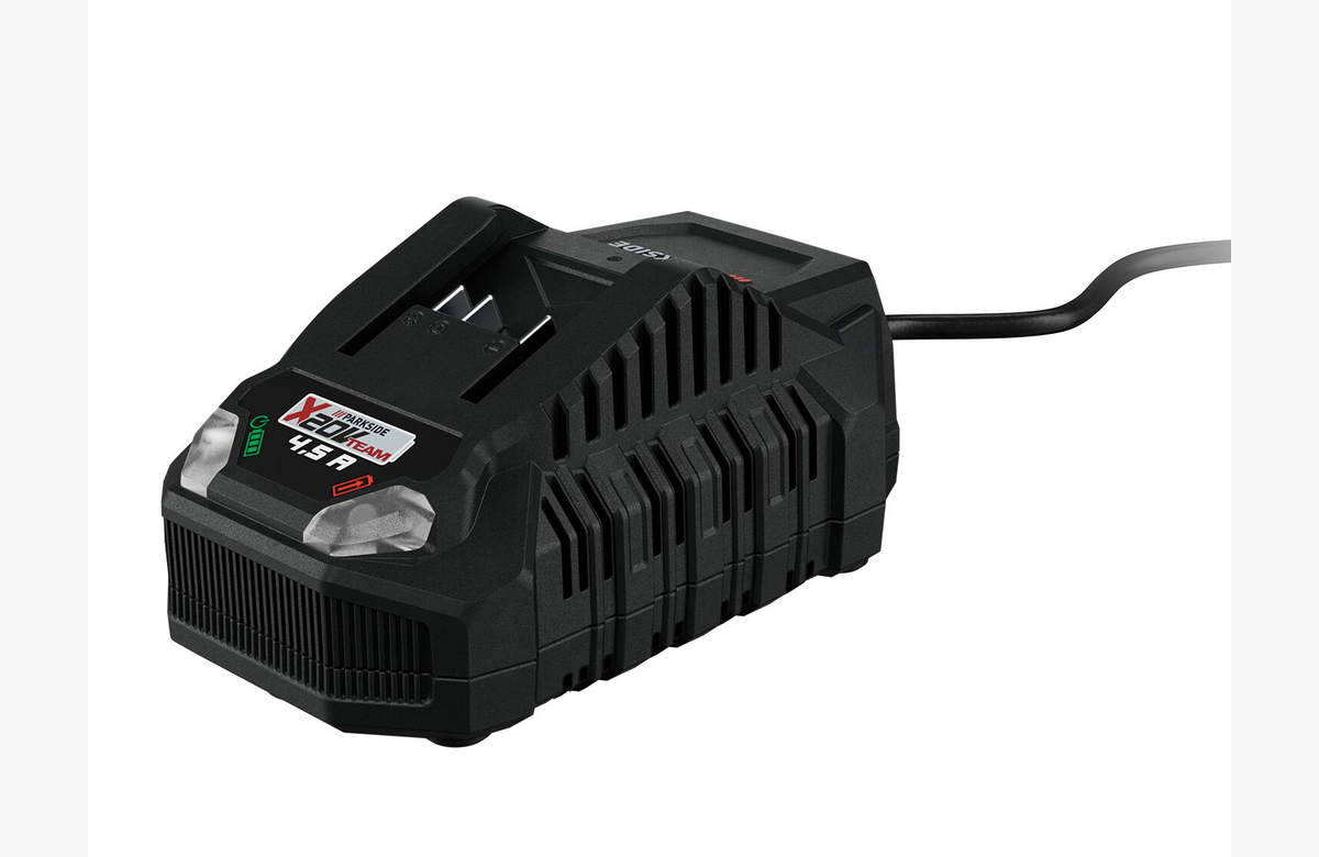 Ahorra en grande con el cargador de 20V Parkside: rápida carga, desconexión automática e indicador LED.