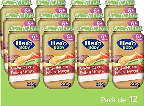 Aprovecha el mejor precio en el paquete de 12 potitos Hero Baby con deliciosas verduritas, pollo y ternera