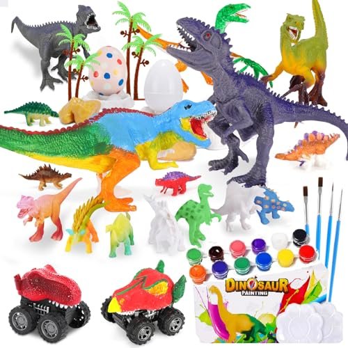 Aprovecha el descuento irresistible en este kit de pintura con figuritas de Dinosaurios para niños de 3 años en adelante