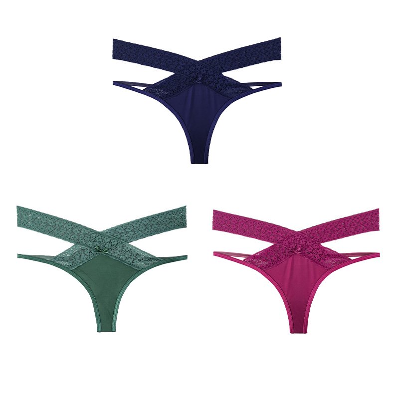 ¡Aprovecha el precio único de este fabuloso pack de 3 tangas de encaje para mujer!
