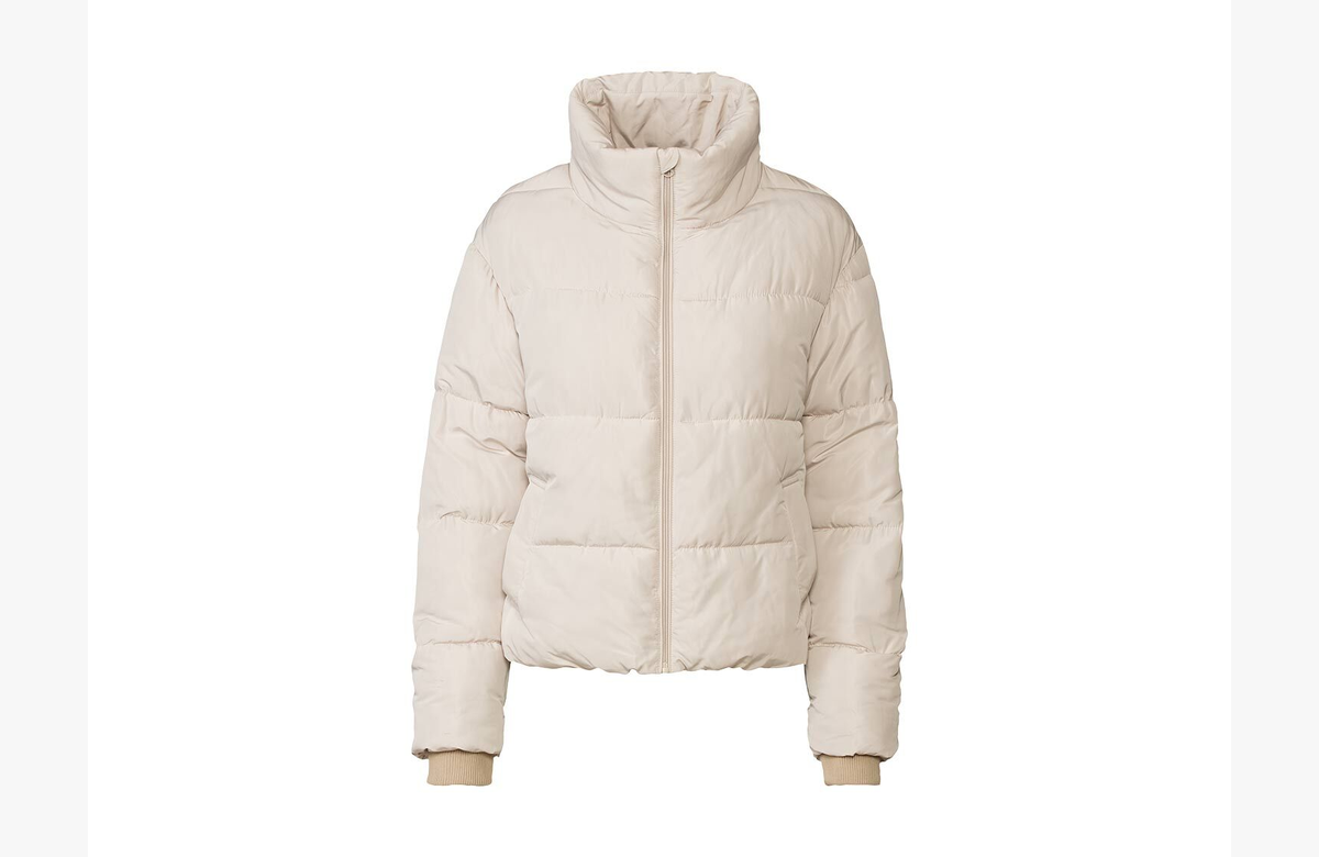 ¡Aprovecha esta increíble oferta en Chaqueta puffer para mujer con cuello alzado y cierre completo de cremallera en tallas de XS hasta L!