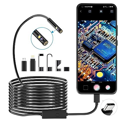 ¡Aprovecha el increíble precio de esta cámara de endoscopia de 5 metros con luces LED y USB C!