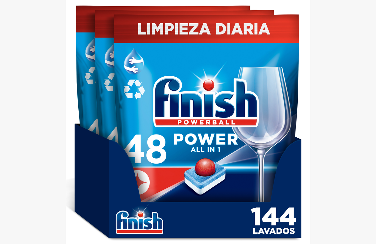 ¡Ahorra al máximo con el increíble pack de 144 pastillas para lavavajillas Finish Powerball All in 1!