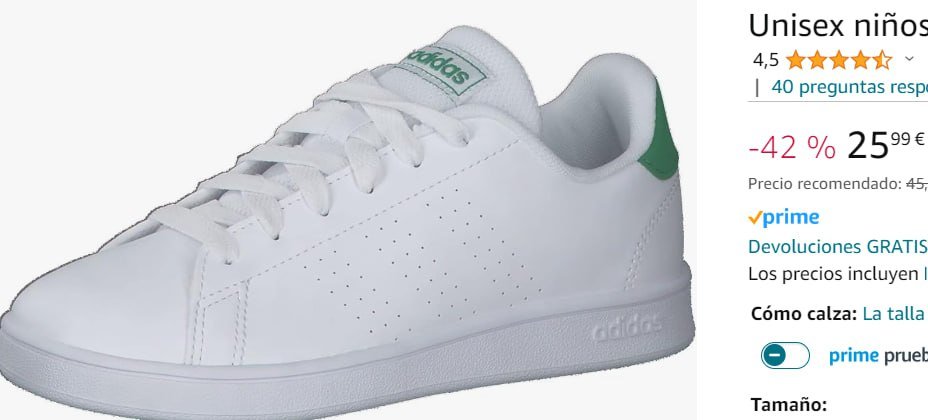 Súper oferta: Últimas tallas deportivas Adidas Advantage infantil a precio insuperable