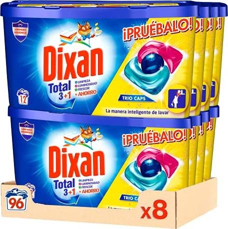 ¡Ahorra al máximo con este increíble pack de 96 cápsulas de detergente Dixan Total!