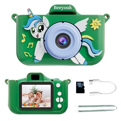 ¡Aprovecha el 50% de descuento en la cámara infantil HD con tarjeta de memoria de 32GB y diseño de unicornio!