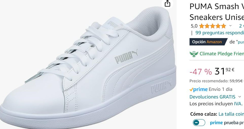 ¡Aprovecha el descuento y luce al estilo con las deportivas Puma Smash V2!