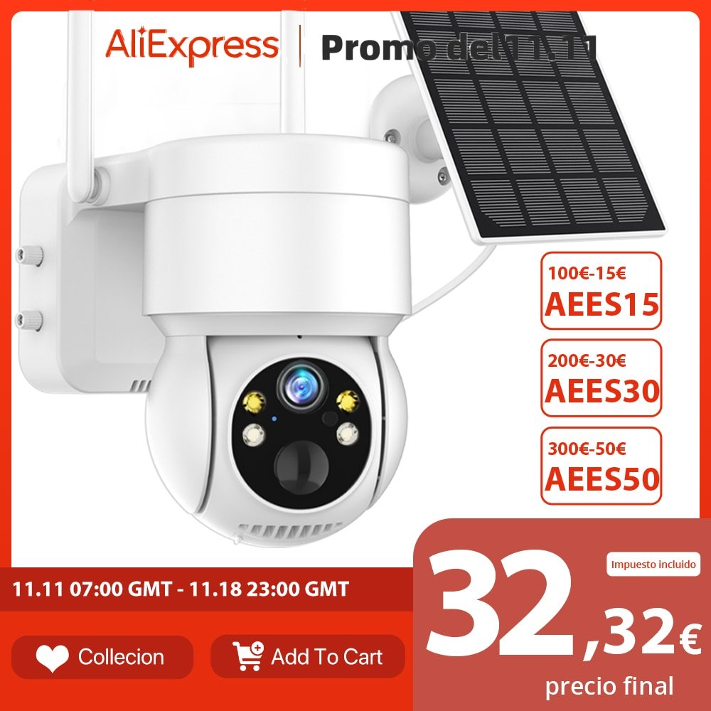 Aprovecha los descuentos y adquiere la cámara inalámbrica de seguridad exterior a precio mínimo ¡Con carga solar!