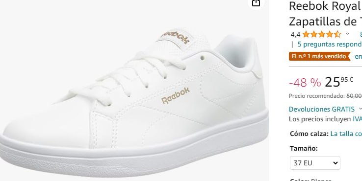 ¡No te quedes sin ellas! Deportivas Reebok Royal para mujer con envío Prime ¡Aprovecha el chollazo antes de que se agoten!