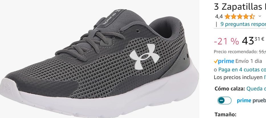 ¡Aprovecha el precio más bajo en las Under Armour UA Surge 3 para hombre y obtén envío Prime!
