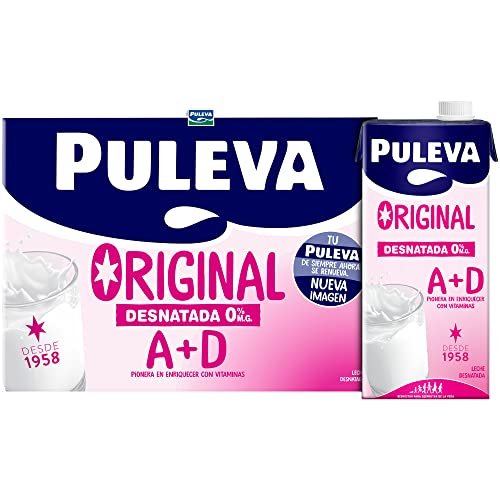 ¡Ahorra en grande! 6 bricks de 1L de leche desnatada Puleva Original A+D, envío Prime a casa
