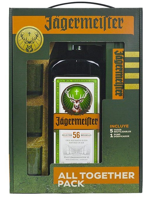 ¡Ahorra y disfruta al máximo con el pack Jagermeister! ¡5 vasos reutilizables y 1 Pump dosificador incluidos!