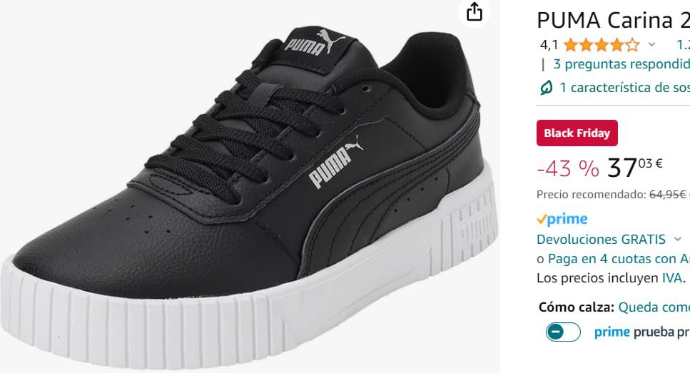 Aprovecha el descuento en las últimas tallas de las Puma Carina de mujer.