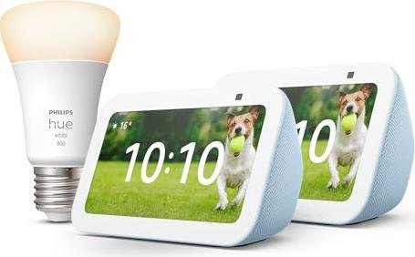 ¡Aprovecha el precio exclusivo en el pack de 2 Echo Show de 3ra Generación y la bombilla Philips Hue wifi para crear el ambiente perfecto en tu hogar!