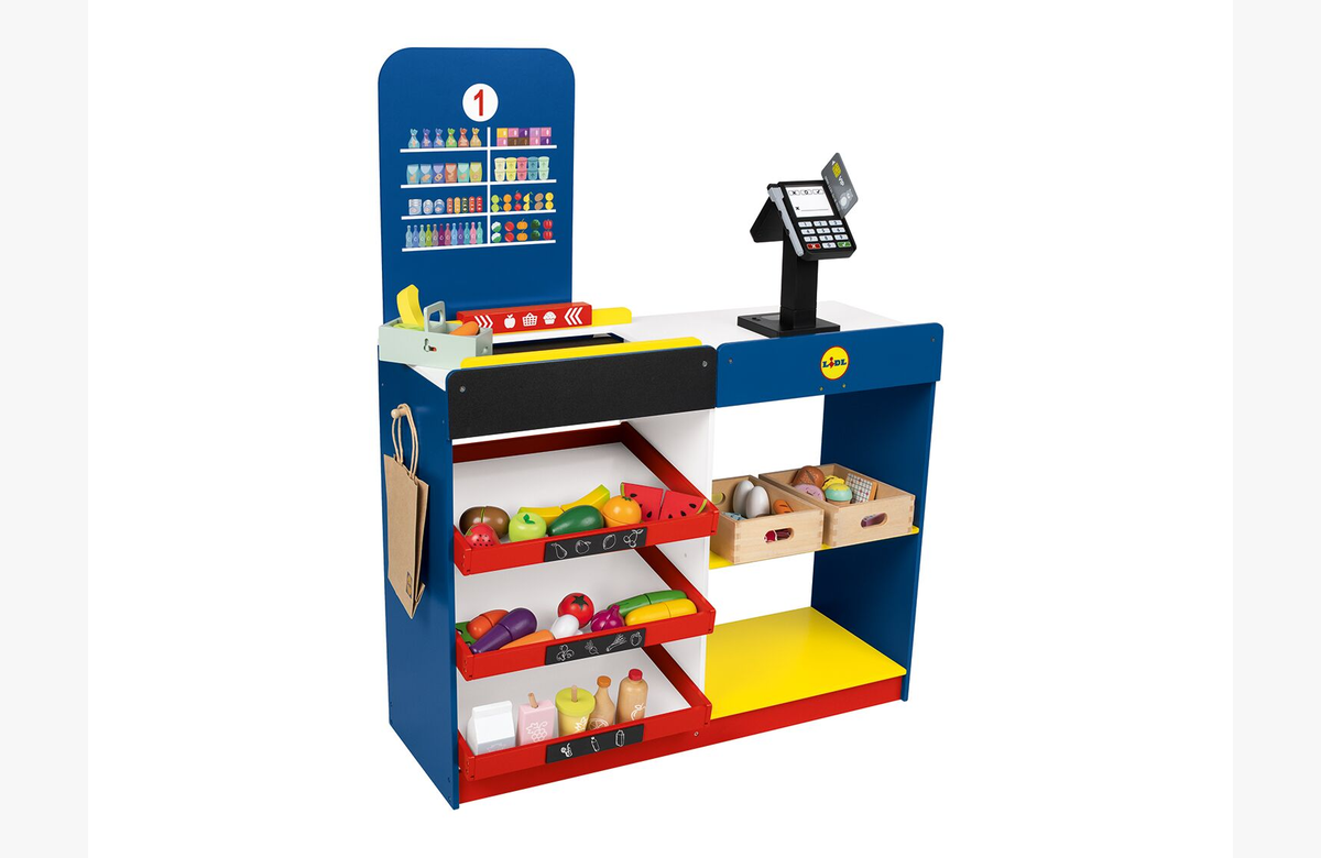 ¡Vive la emoción de comprar en tu propia Tienda Lidl de madera con este set de juego único!