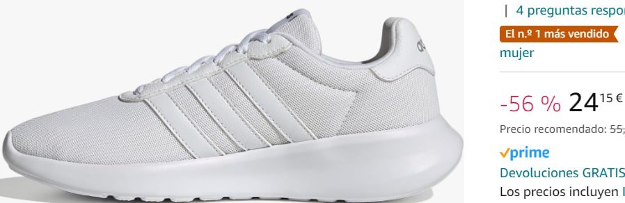 ¡Descuento exclusivo! Consigue las deportivas Adidas Lite Racer para mujer, ¡tallas limitadas, no te quedes sin las tuyas!