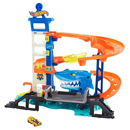 ¡Acelera hacia la diversión con la increíble pista Hot Wheels City Mordisco del Tiburón a precio de regalo!