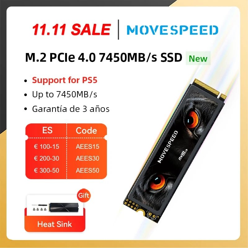 ¡Ahorra hasta un 50% en el revolucionario disco duro interno SSD Movespeed de 512GB!