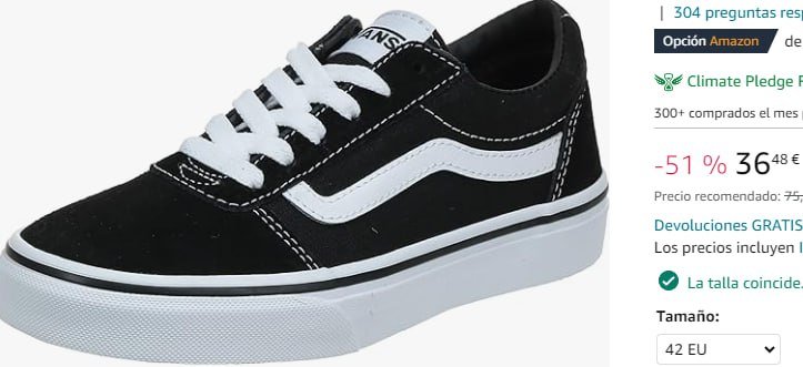 ¡Envío Prime gratis! Aprovecha el increíble precio de las Vans Ward de hombre