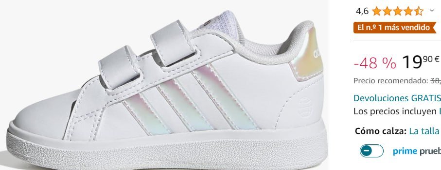 ¡Últimas unidades de las Adidas Grand Court para bebé a precio de remate!