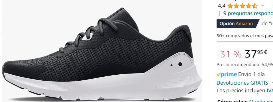 ¡Consigue tus deportivas Under Armour UA Surge 3 de hombre al mejor precio, con envío Prime incluido!