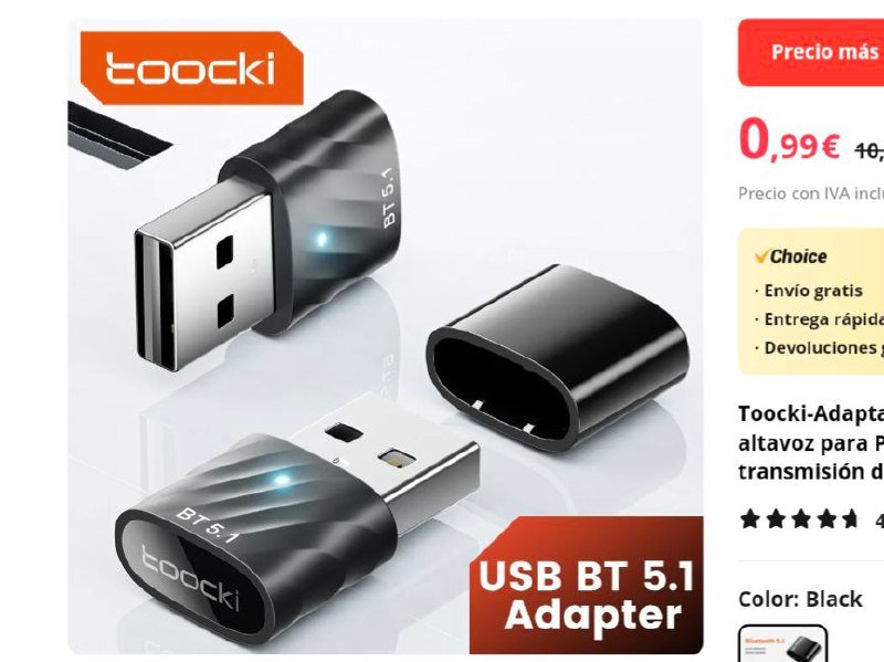 ¡Convierte tu PC en un centro inalámbrico de alta calidad con el adaptador Toocki USB Bluetooth 5.1!