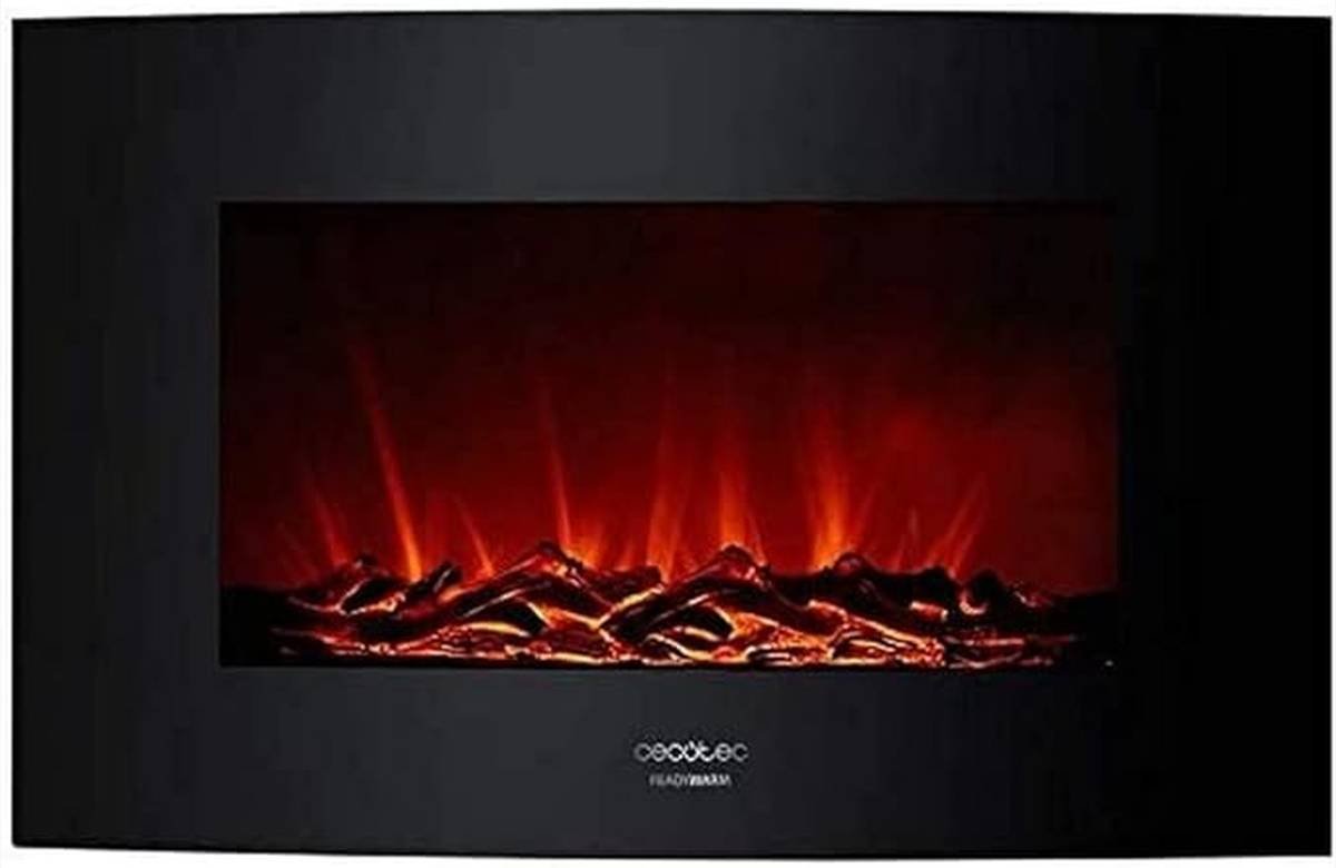 ¡Dale un toque de elegancia a tu hogar con esta chimenea eléctrica de panel curvo y mando a distancia!