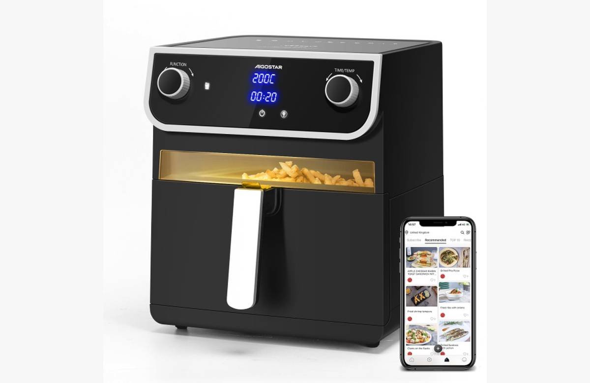 ¡Descuento exclusivo del 50% en la freidora de aire Aigostar Joy de 8L con ventana de visualización y 1700W de potencia!