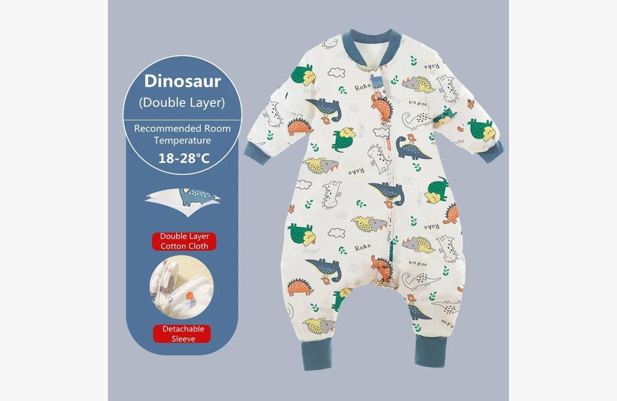 ¡Calidez y diversión garantizada! Saco de dormir grueso con dibujos animados para bebés, ¡oferta exclusiva para Otoño e Invierno!
