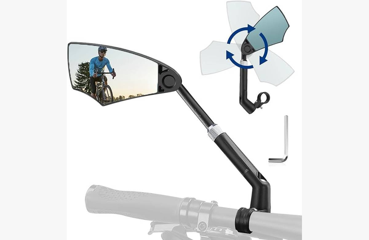 ¡Aumenta tu seguridad al máximo con el espejo retrovisor plegable para tu bicicleta eléctrica!