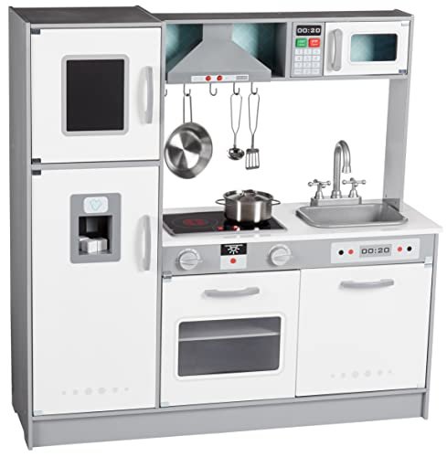 ¡Sorprende con la cocinita de juguete Amazon Basics: diversión garantizada con luces y puertas interactivas!