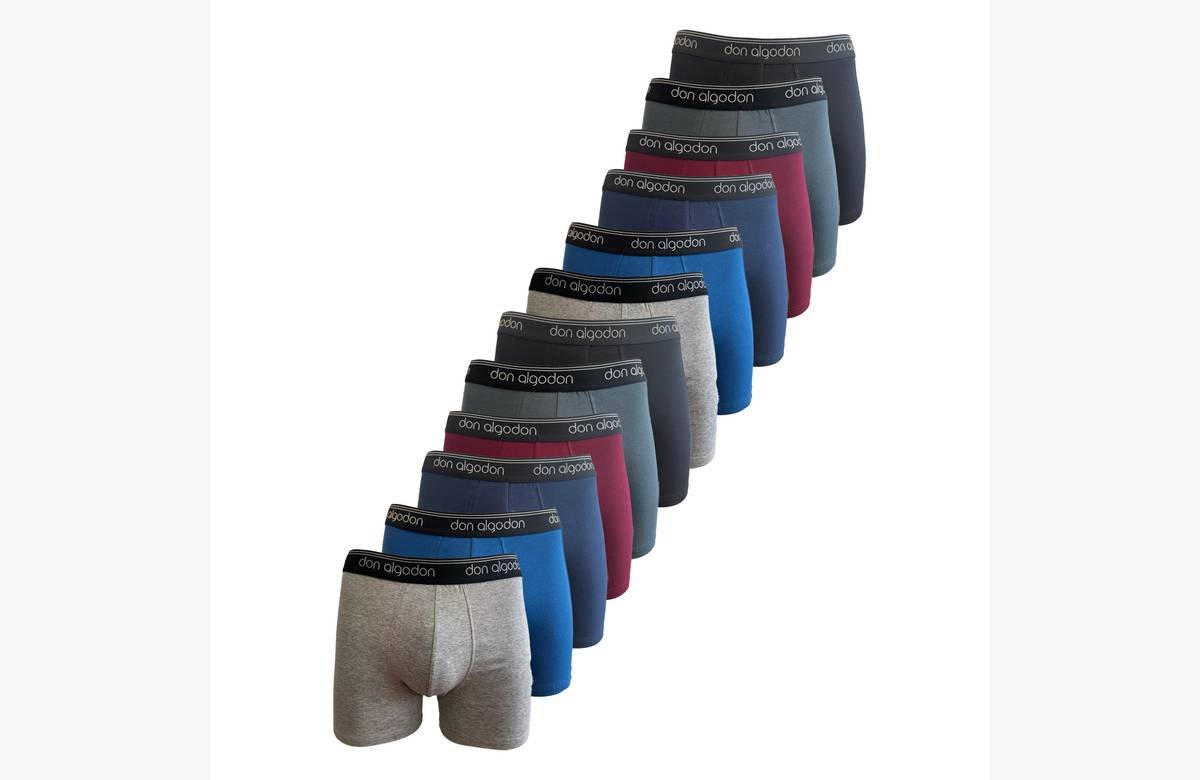 ¡12 Boxers Hombre DON ALGODON! Descubre suavidad y resistencia inigualables en 6 colores irresistibles. ¡Aprovecha esta oferta única ahora!