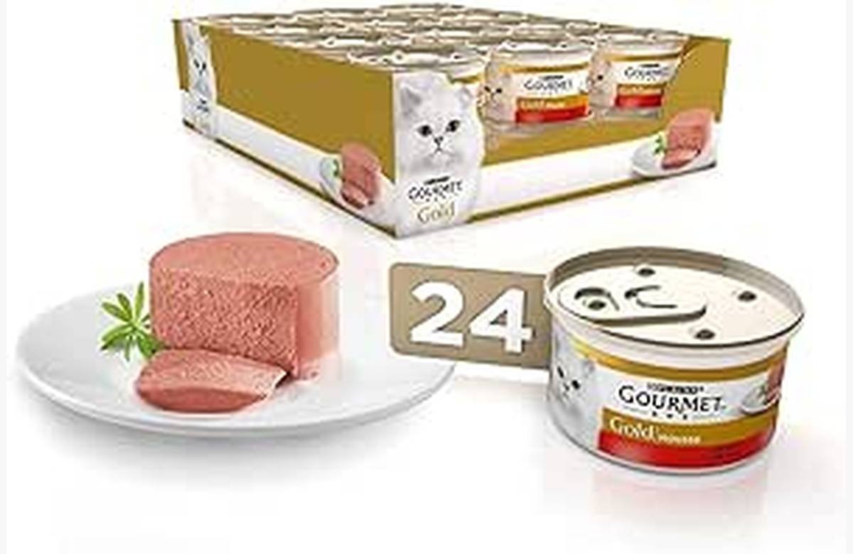 ¡Consiente a tu gato con 24 latas de Gourmet Purina Gold Mousse con Buey a un precio único!