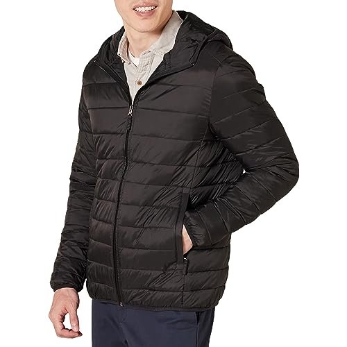 ¡Ahorra con estilo en esta chaqueta acolchada con capucha de hombre, resistente al agua!