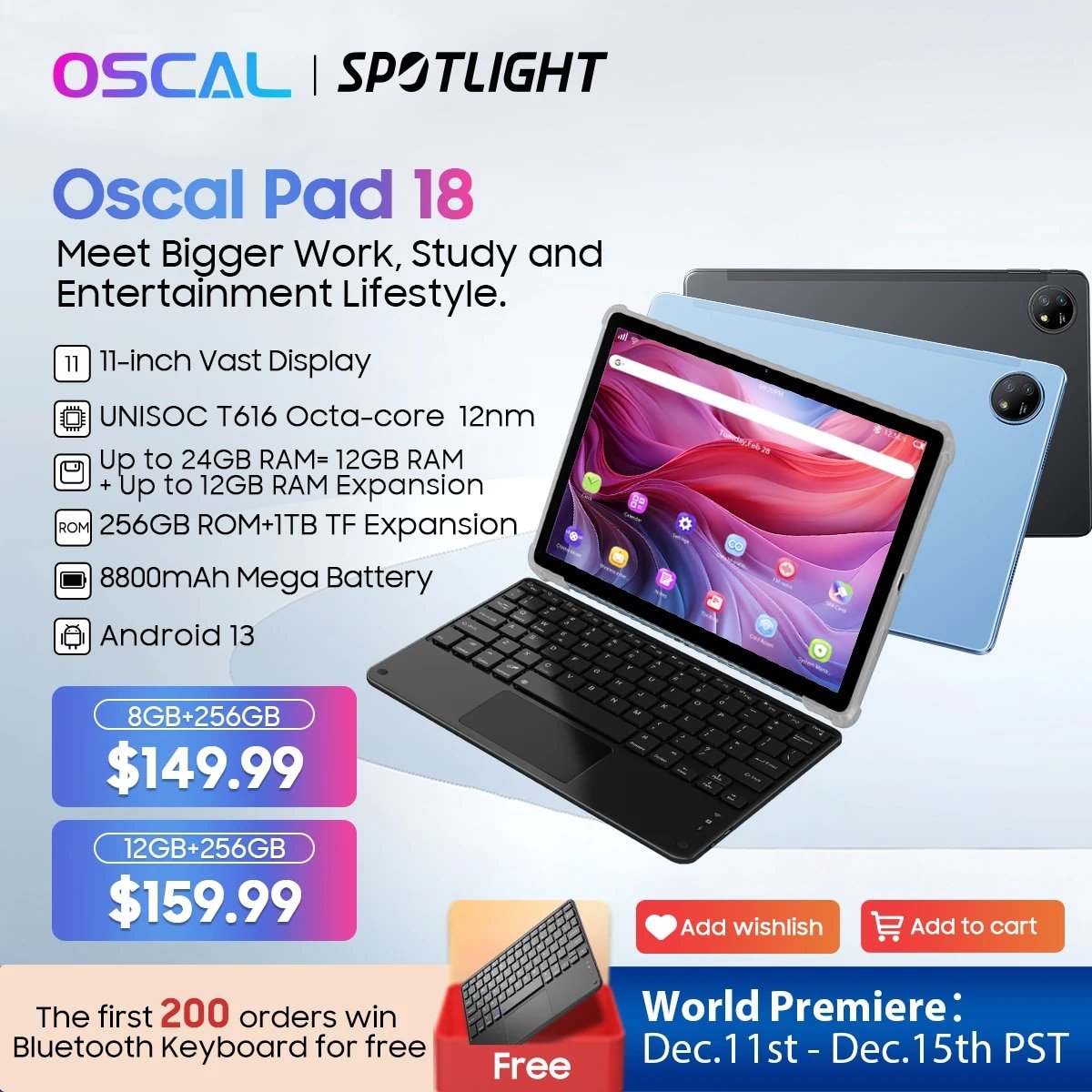 ¡Aprovecha la oferta única de la Oscal Pad 18 FHD de 11 con batería de 8800mAh, 4G LTE y regalo de teclado!
