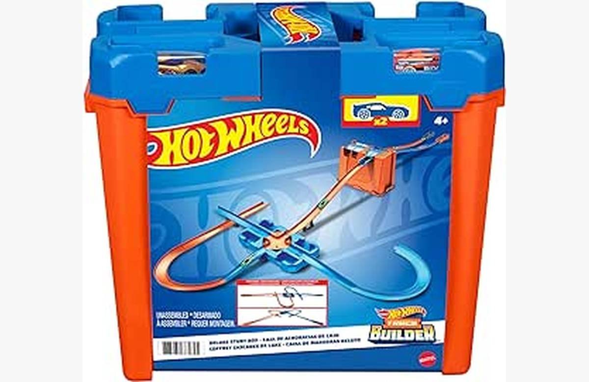 ¡Obtén la impresionante Caja de Acrobacias Deluxe de Hot Wheels Track Builder con descuento!