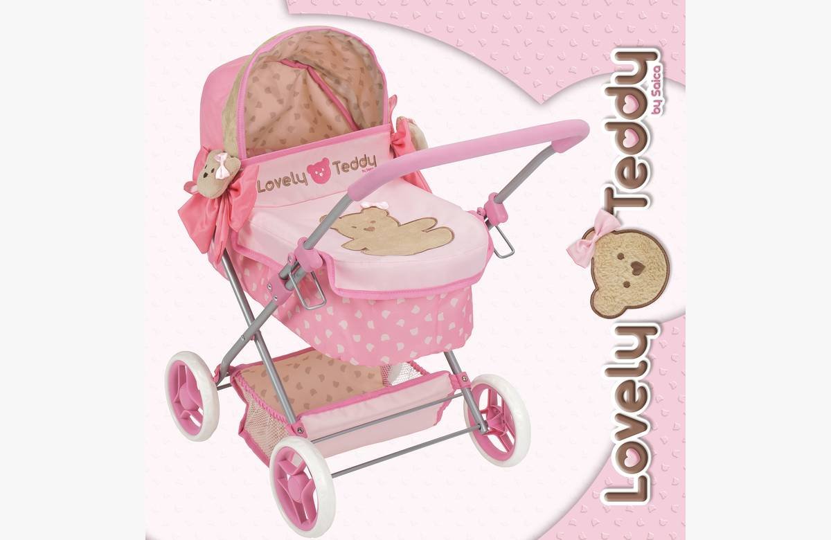 ¡Compra ya el Carrito de Muñecas Cuco Lovely Teddy Rosa con este exclusivo descuento!