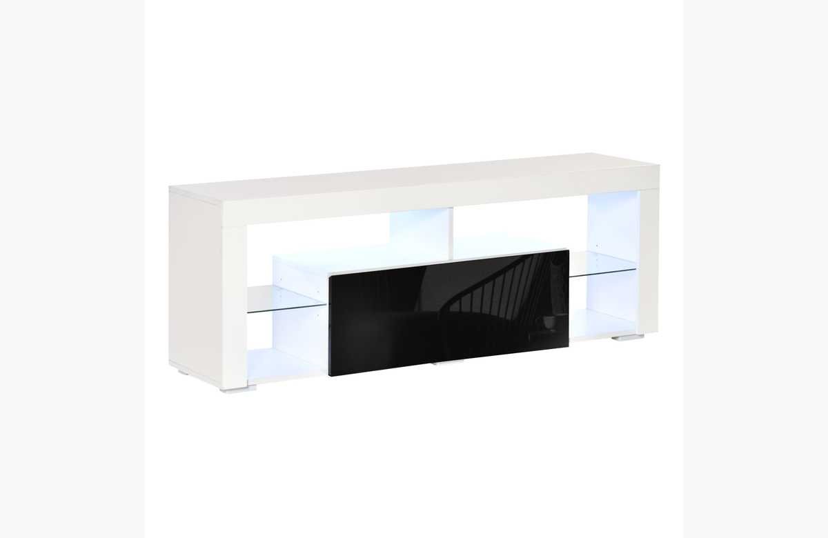 ¡Ilumina y organiza tu sala! Mueble de TV con luz LED y estantes ajustables para televisores de 55.
