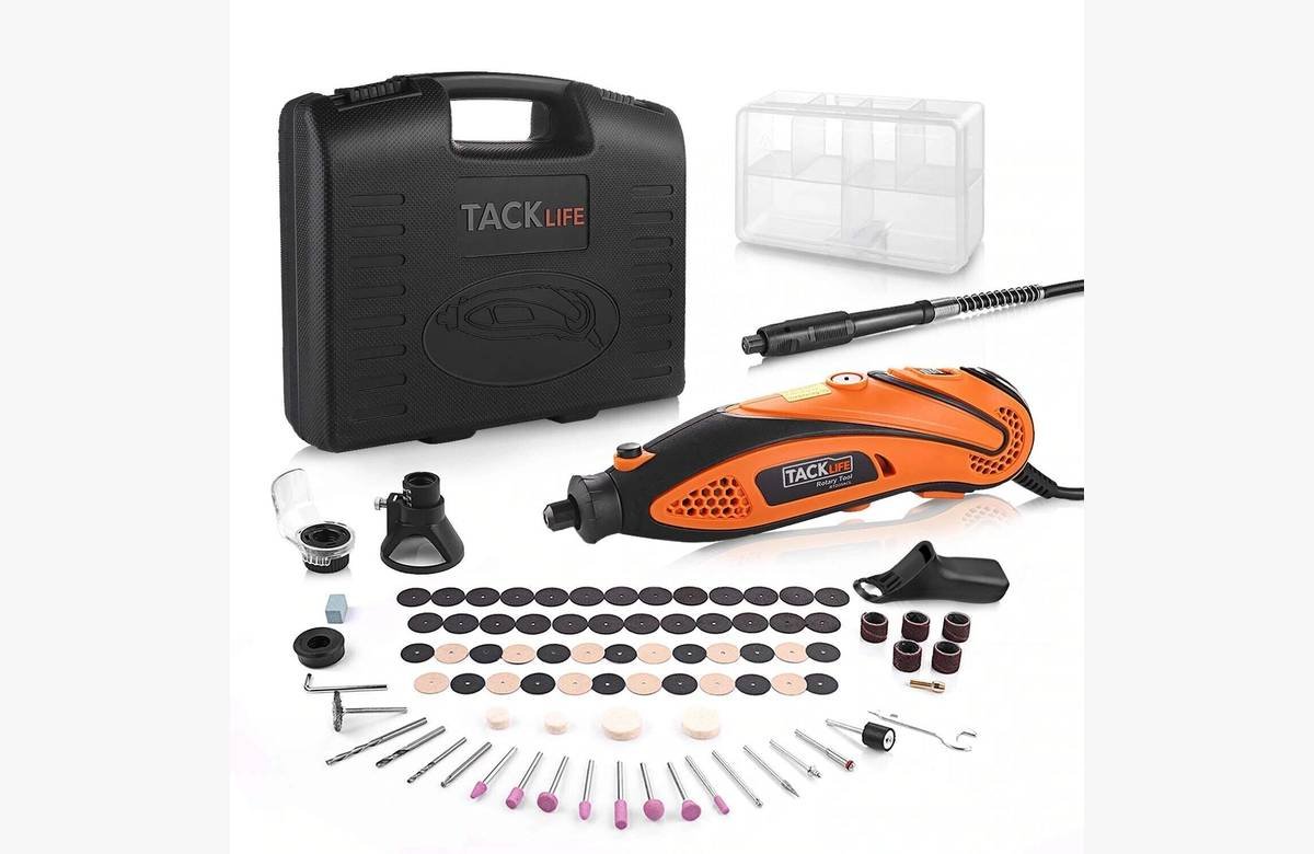 ¡Ahorra al máximo! Kit TACKLIFE Mini Amoladora Eléctrica Advanced: ¡Accesorios y Velocidad Variable para tus proyectos!