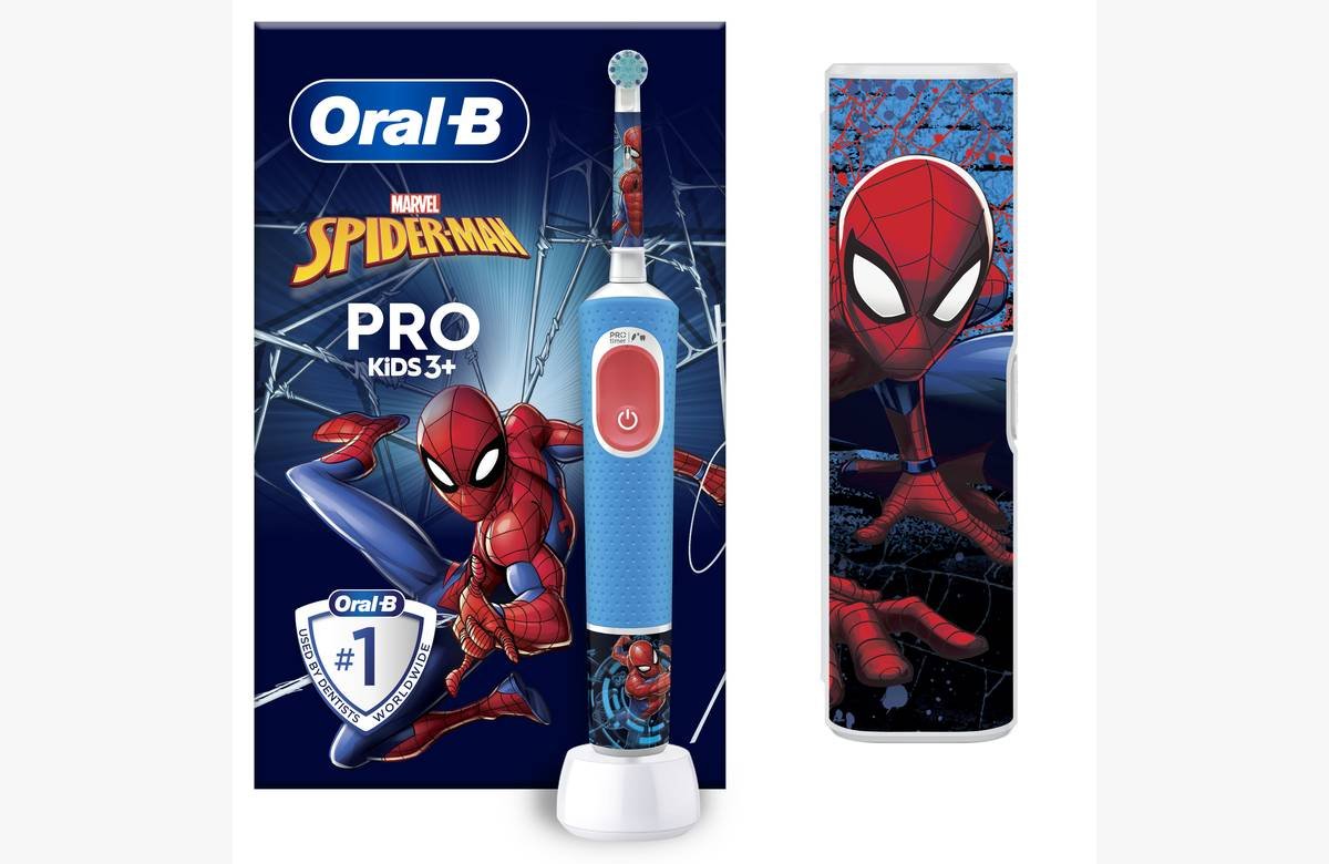 ¡Cuida sus dientes con el cepillo de Spider-Man! ¡Solo para los pequeños héroes mayores de 3 años!