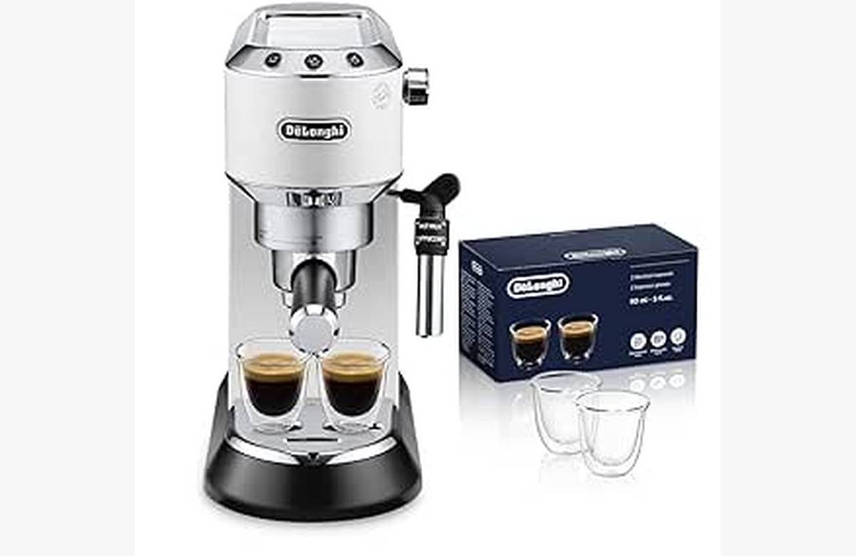 Disfruta tu café perfecto al instante con la oferta de cafetera De’longhi Dedica + 2 vasos premium