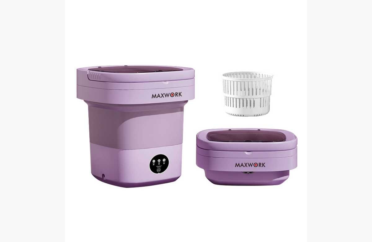 ¡Revive tu ropa en minutos! Mini Lavadora Plegable con Centrifugadora – MAXWORK 6L