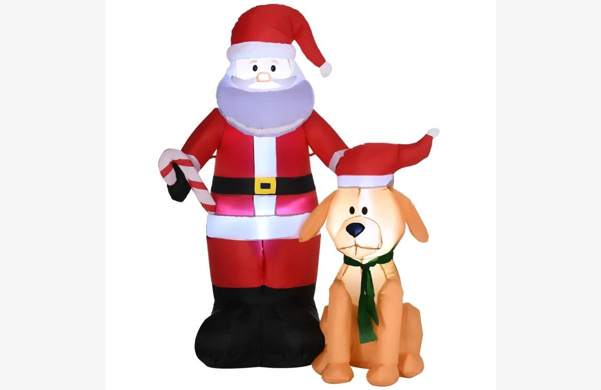 ¡Apúrate! Compra el inflable de Papá Noel con perro y luces LED con descuento imperdible.