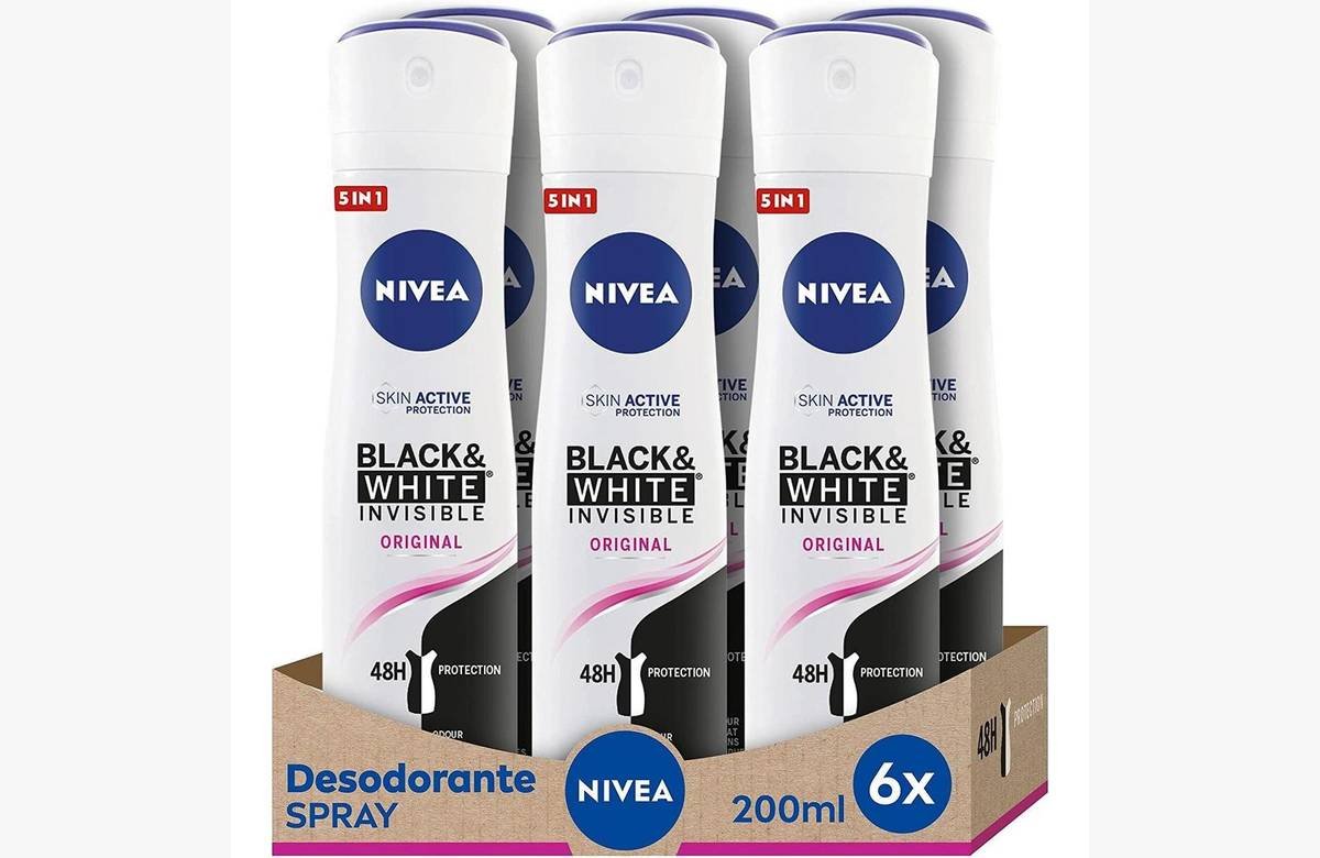 ¡Deslumbrante oferta! 6 desodorantes NIVEA Black & White Spray 200ml a precio de risa. ¡Compra ya!